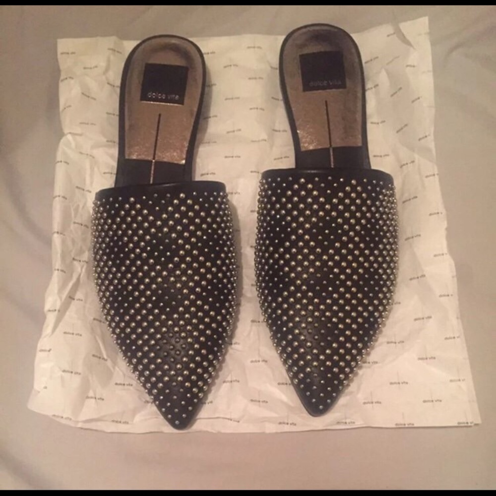 Dolce Vita silver-studded, pointy toed mules